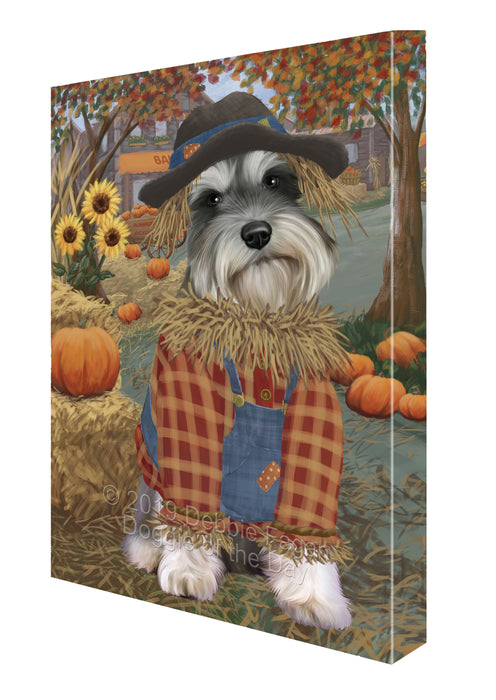 Fall Pumpkin Scarecrow Schnauzer Dogs Canvas Print Wall Art Décor CVS144503