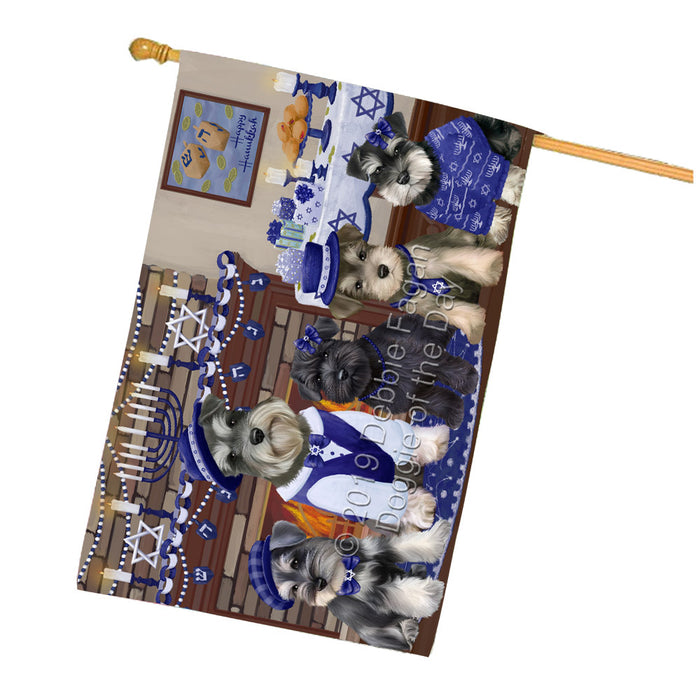 Happy Hanukkah Family Schnauzer Dogs House Flag FLG65941