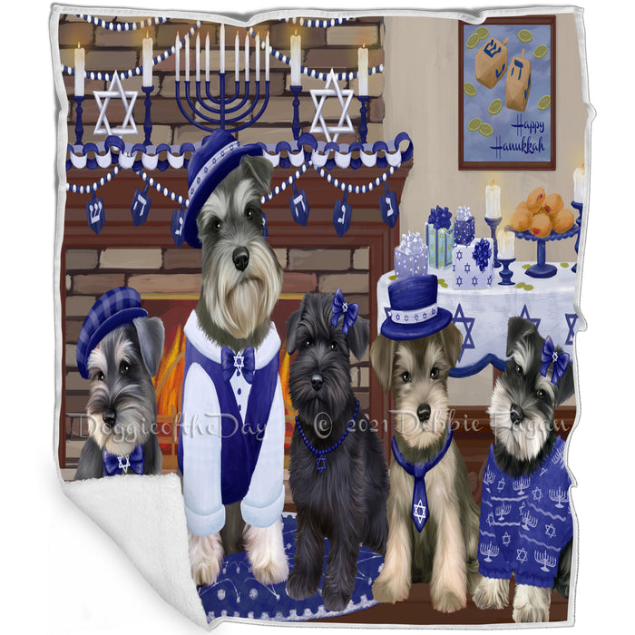 Happy Hanukkah Schnauzer Dogs Blanket BLNKT144037