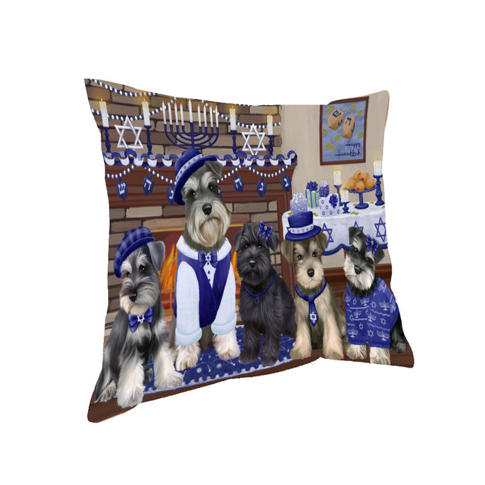 Happy Hanukkah Family Schnauzer Dogs Pillow PIL85268