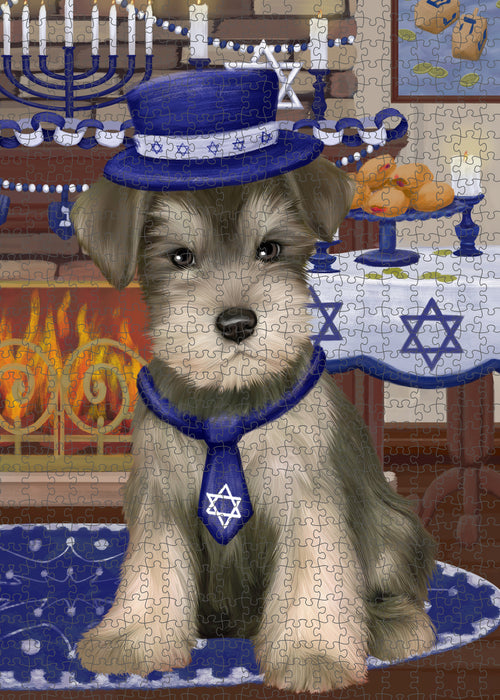 Happy Hanukkah Schnauzer Dog Puzzle with Photo Tin PUZ99128