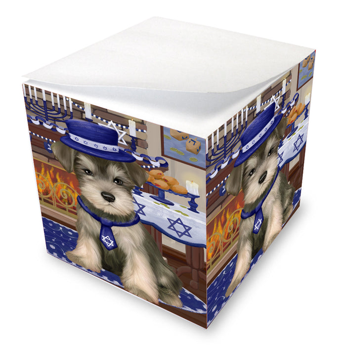 Happy Hanukkah Family Schnauzer Dogs Note Cube NOC-DOTD-A57648