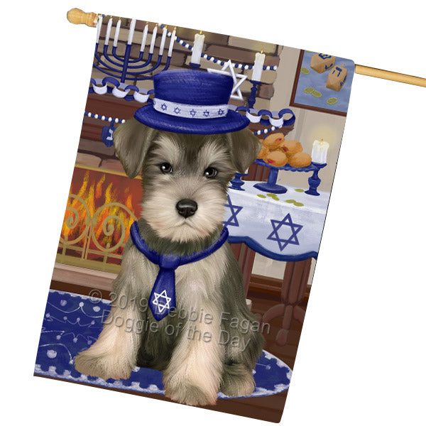 Happy Hanukkah Schnauzer Dog House Flag FLG66002