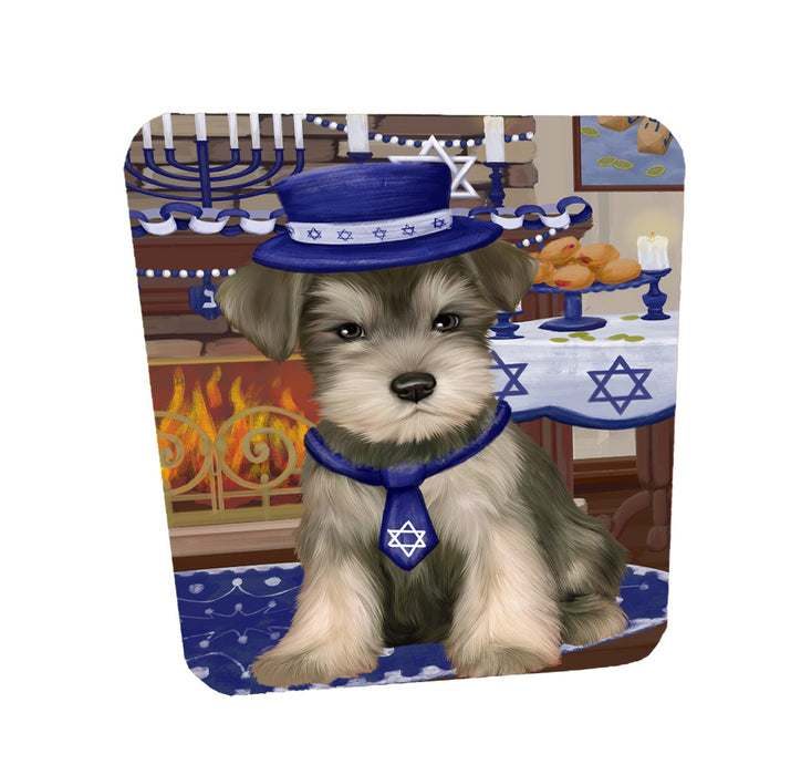 Happy Hanukkah Family Schnauzer Dogs Coasters Set of 4 CSTA58757