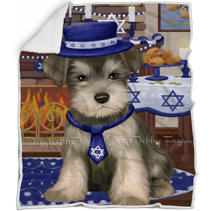 Happy Hanukkah Schnauzer Dog Blanket BLNKT144036