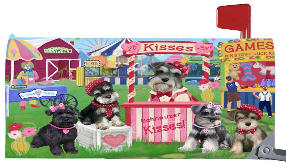Carnival Kissing Booth Schnauzer Dogs Magnetic Mailbox Cover Both Sides Pet Theme Printed Decorative Letter Box Wrap Case Postbox Thick Magnetic Vinyl Material