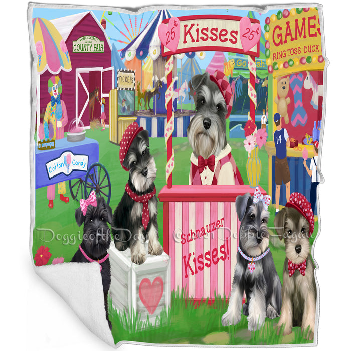 Carnival Kissing Booth Schnauzers Dog Blanket BLNKT122718