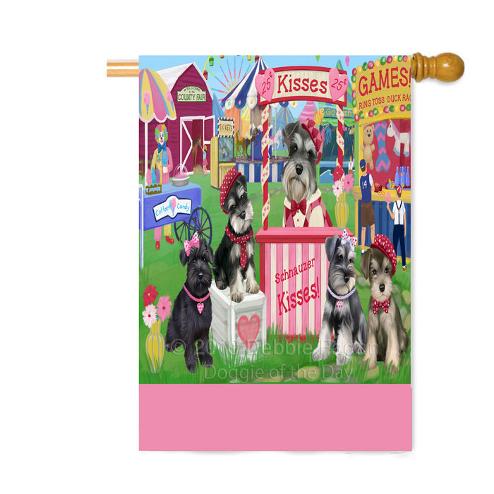 Personalized Carnival Kissing Booth Schnauzer Dogs Custom House Flag FLG63636