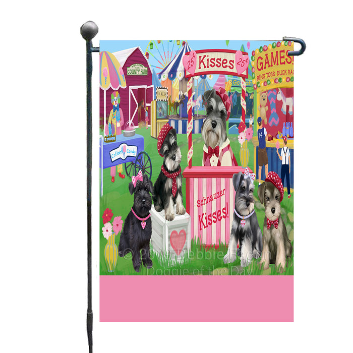 Personalized Carnival Kissing Booth Schnauzer Dogs Custom Garden Flag GFLG64312