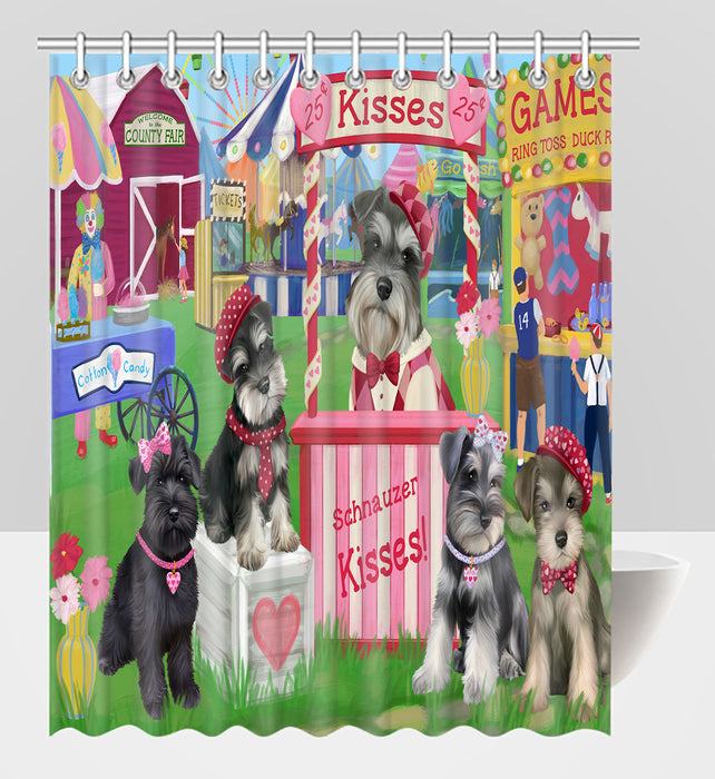 Carnival Kissing Booth Schnauzer Dogs Shower Curtain