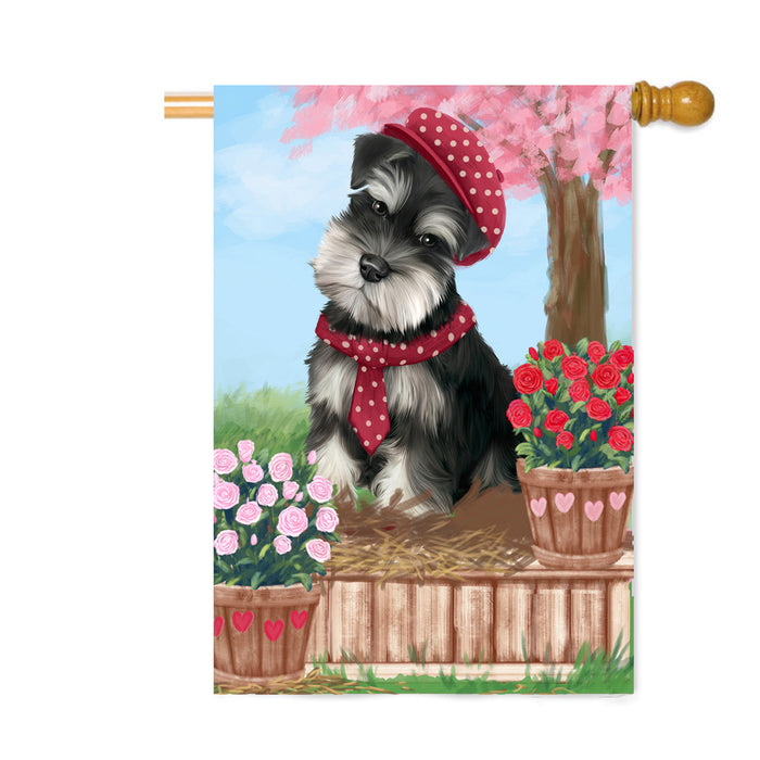 Personalized Rosie 25 Cent Kisses Schnauzer Dog Custom House Flag FLG64932
