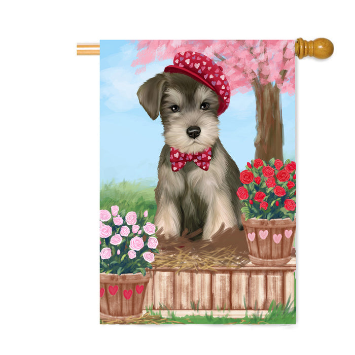 Personalized Rosie 25 Cent Kisses Schnauzer Dog Custom House Flag FLG64933