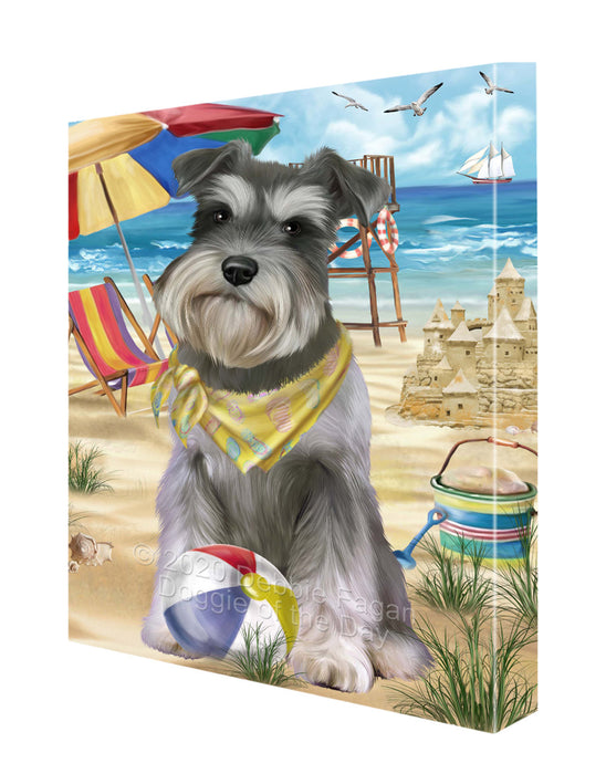 Pet Friendly Beach Schnauzer Dog Canvas Wall Art - Premium Quality Ready to Hang Room Decor Wall Art Canvas - Unique Animal Printed Digital Painting for Decoration CVS167
