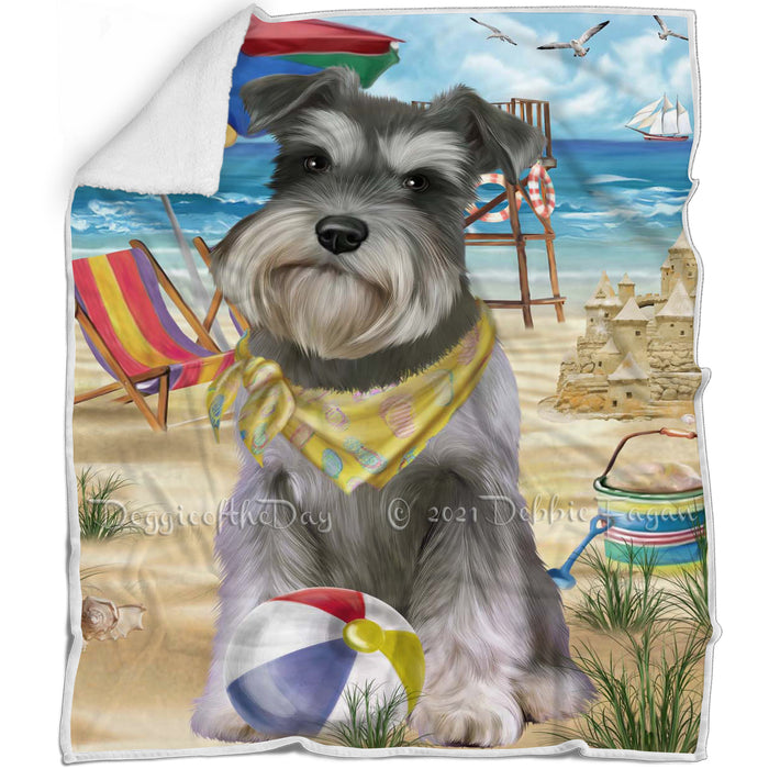 Pet Friendly Beach Schnauzer Dog Blanket BLNKT142525