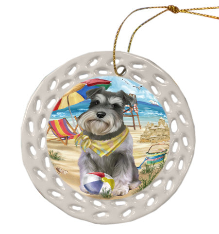 Pet Friendly Beach Schnauzer Dog Doily Ornament DPOR58573