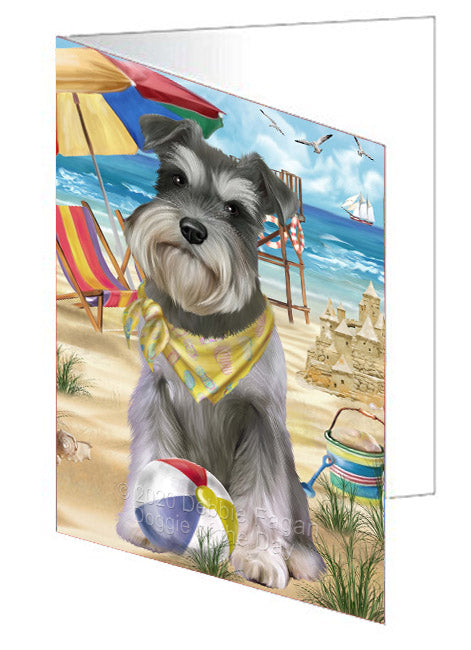 Pet Friendly Beach Schnauzer Dog Handmade Artwork Assorted Pets Greeting Cards and Note Cards with Envelopes for All Occasions and Holiday Seasons