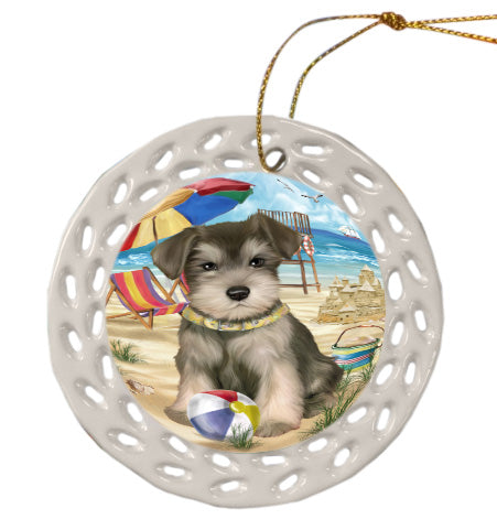 Pet Friendly Beach Schnauzer Dog Doily Ornament DPOR58574