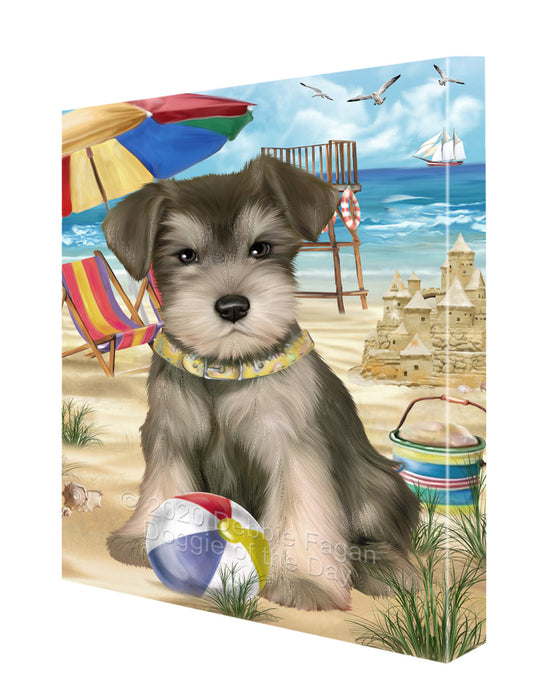 Pet Friendly Beach Schnauzer Dog Canvas Wall Art - Premium Quality Ready to Hang Room Decor Wall Art Canvas - Unique Animal Printed Digital Painting for Decoration CVS168