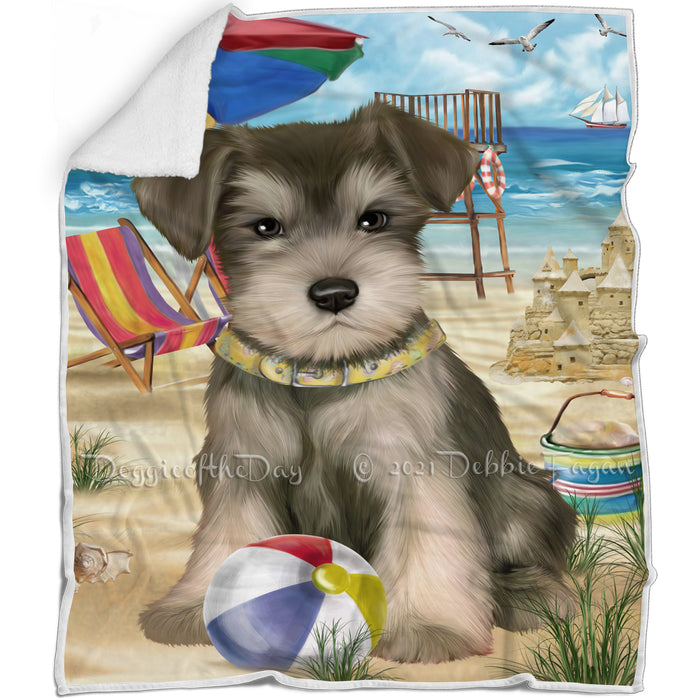 Pet Friendly Beach Schnauzer Dog Blanket BLNKT142526