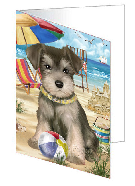 Pet Friendly Beach Schnauzer Dog Handmade Artwork Assorted Pets Greeting Cards and Note Cards with Envelopes for All Occasions and Holiday Seasons
