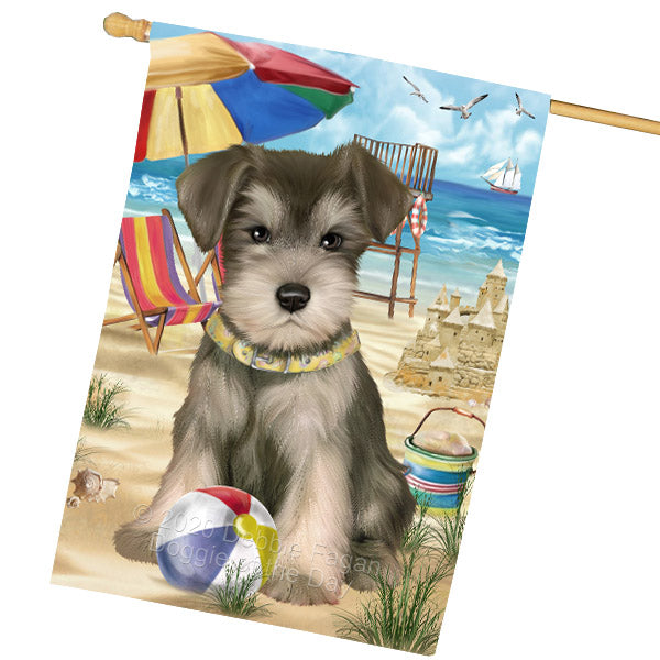 Pet Friendly Beach Schnauzer Dog House Flag Outdoor Decorative Double Sided Pet Portrait Weather Resistant Premium Quality Animal Printed Home Decorative Flags 100% Polyester FLG68932