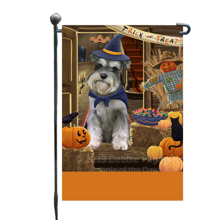 Personalized Enter at Own Risk Trick or Treat Halloween Schnauzer Dog Custom Garden Flags GFLG-DOTD-A59703