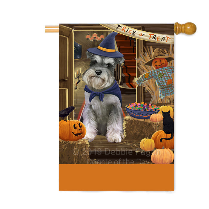 Personalized Enter at Own Risk Trick or Treat Halloween Schnauzer Dog Custom House Flag FLG-DOTD-A59759