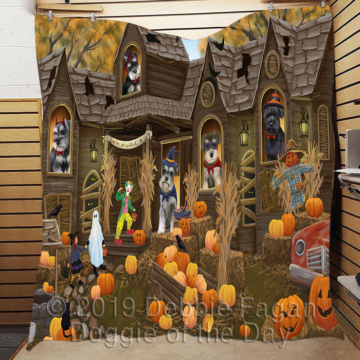 Haunted House Halloween Trick or Treat Schnauzer Dogs Quilt