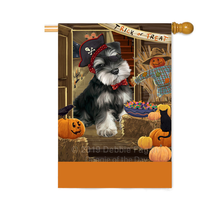 Personalized Enter at Own Risk Trick or Treat Halloween Schnauzer Dog Custom House Flag FLG-DOTD-A59761