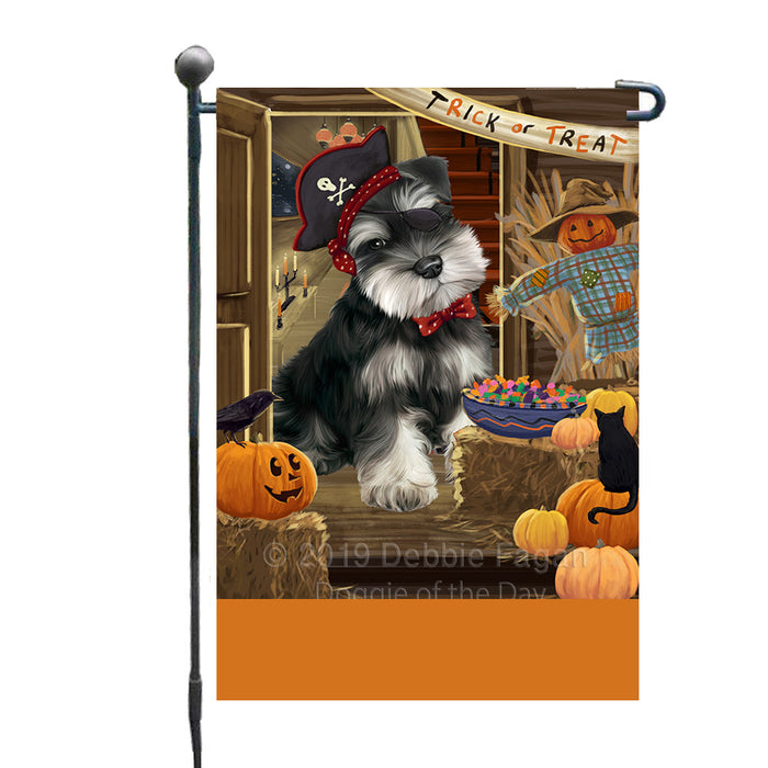 Personalized Enter at Own Risk Trick or Treat Halloween Schnauzer Dog Custom Garden Flags GFLG-DOTD-A59705