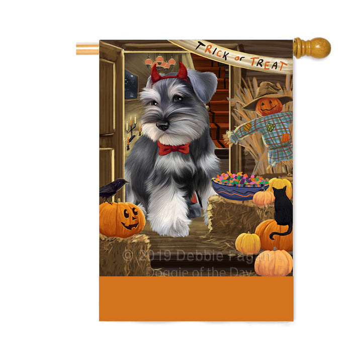 Personalized Enter at Own Risk Trick or Treat Halloween Schnauzer Dog Custom House Flag FLG-DOTD-A59762