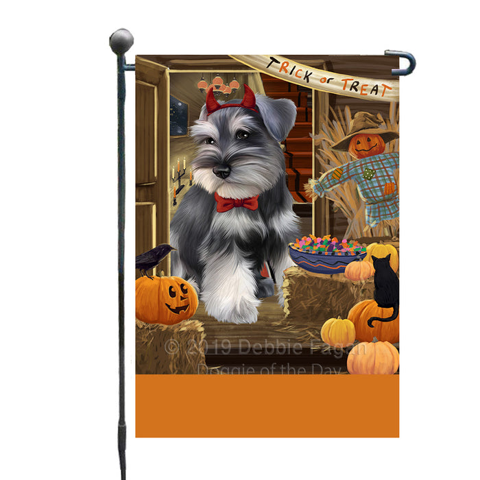 Personalized Enter at Own Risk Trick or Treat Halloween Schnauzer Dog Custom Garden Flags GFLG-DOTD-A59706
