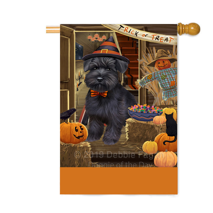Personalized Enter at Own Risk Trick or Treat Halloween Schnauzer Dog Custom House Flag FLG-DOTD-A59763