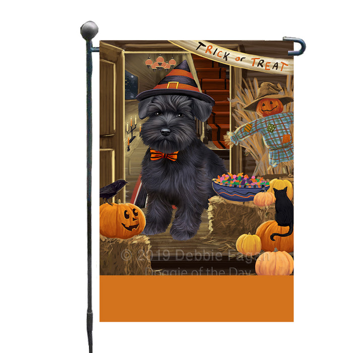 Personalized Enter at Own Risk Trick or Treat Halloween Schnauzer Dog Custom Garden Flags GFLG-DOTD-A59707