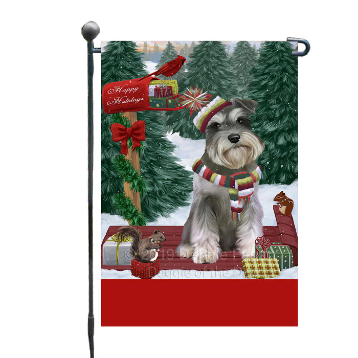 Personalized Merry Christmas Woodland Sled  Schnauzer Dog Custom Garden Flags GFLG-DOTD-A61674