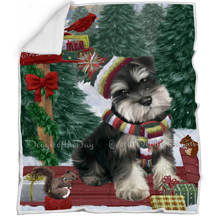 Merry Christmas Woodland Sled Schnauzer Dog Blanket BLNKT114609