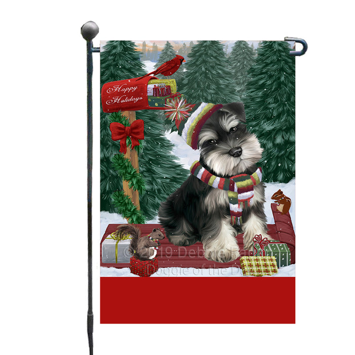 Personalized Merry Christmas Woodland Sled  Schnauzer Dog Custom Garden Flags GFLG-DOTD-A61675