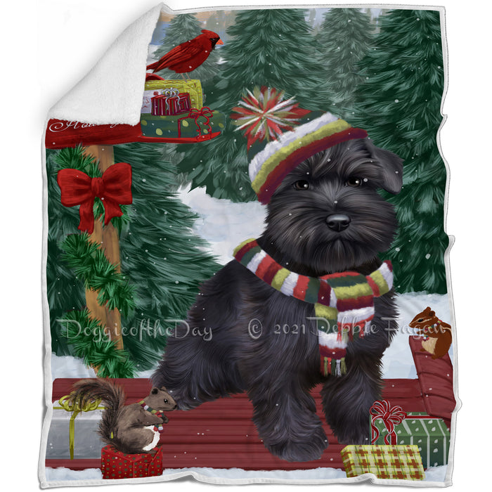 Merry Christmas Woodland Sled Schnauzer Dog Blanket BLNKT114618