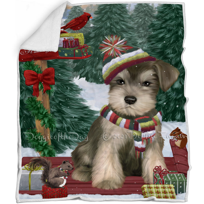 Merry Christmas Woodland Sled Schnauzer Dog Blanket BLNKT114627