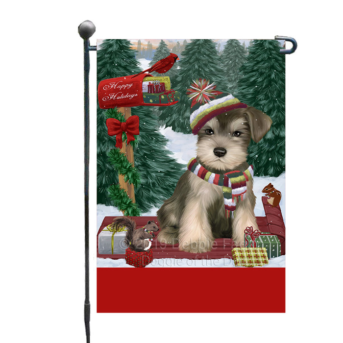 Personalized Merry Christmas Woodland Sled  Schnauzer Dog Custom Garden Flags GFLG-DOTD-A61677