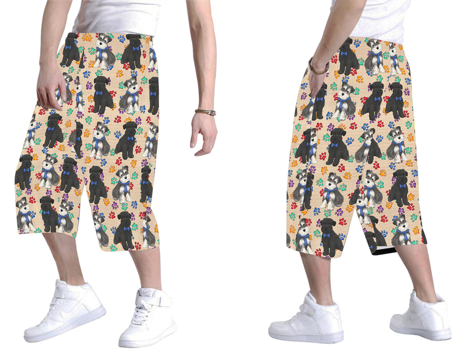 Rainbow Paw Print Schnauzer Dogs Blue All Over Print Men's Baggy Shorts