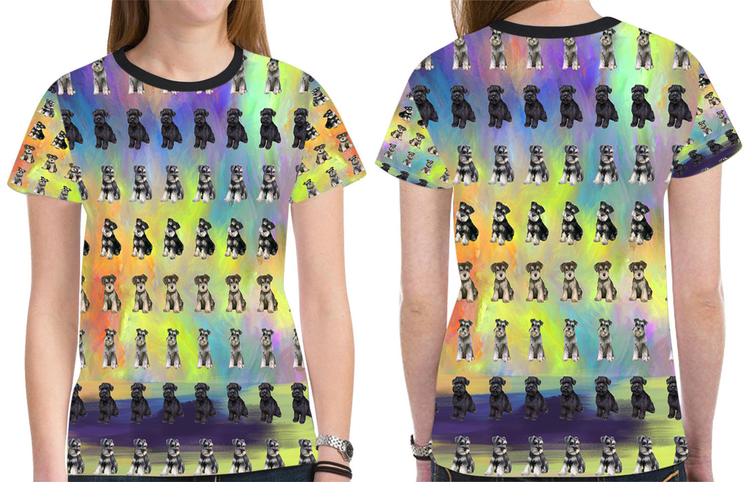Paradise Wave Schnauzer Dogs All Over Print Mesh Women's T-shirt