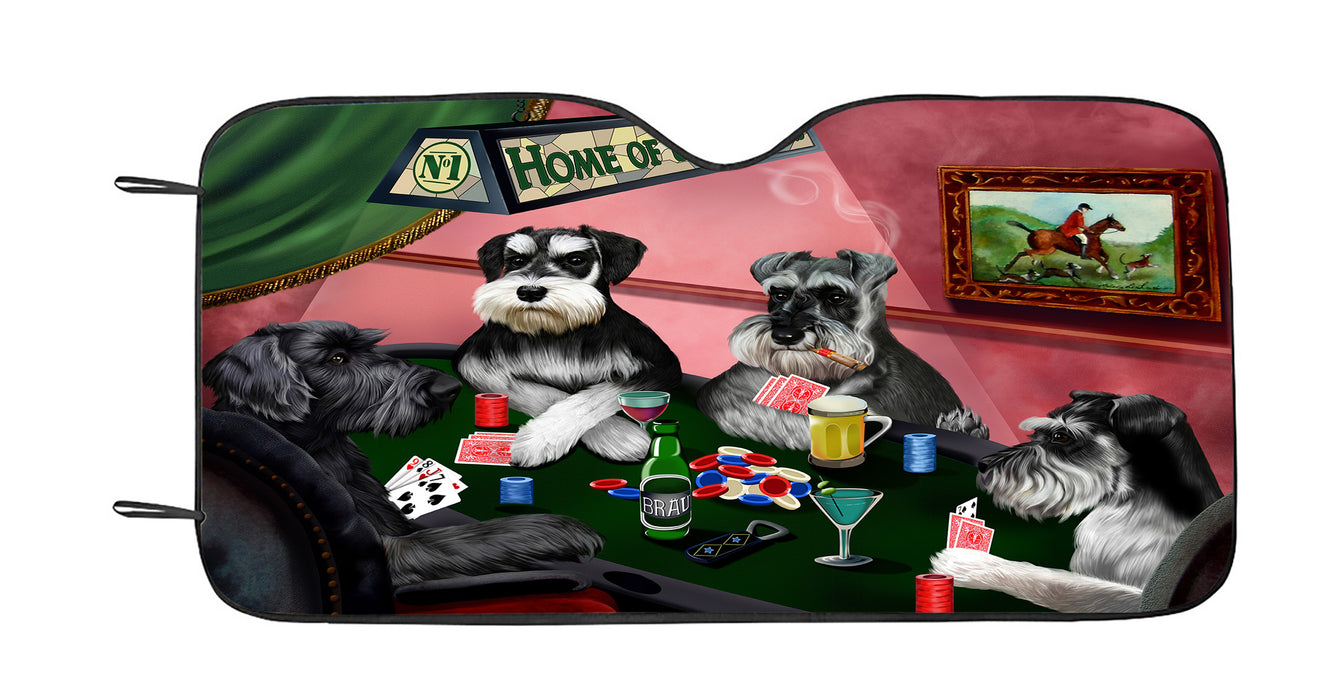 Home of  Schnauzer Dogs Playing Poker Car Sun Shade