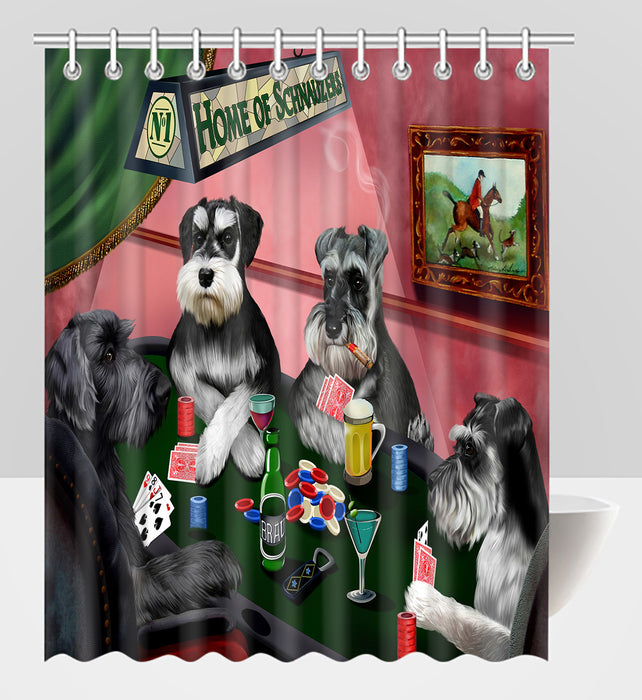 Home of  Schnauzer Dogs Playing Poker Shower Curtain