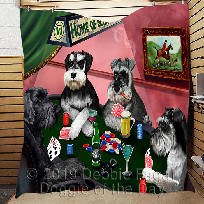 Home of  Schnauzer Dogs Playing Poker Quilt