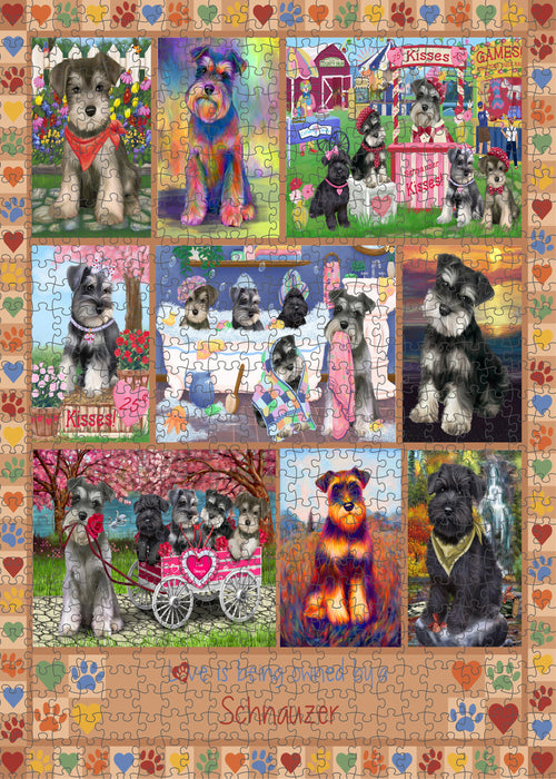 Love is Being Owned Schnauzer Dog Beige Puzzle with Photo Tin PUZL98612
