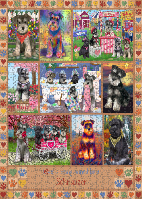 Love is Being Owned Schnauzer Dog Beige Puzzle  PUZL98612