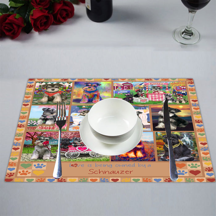 Love is Being Owned Schnauzer Dog Beige Placemat