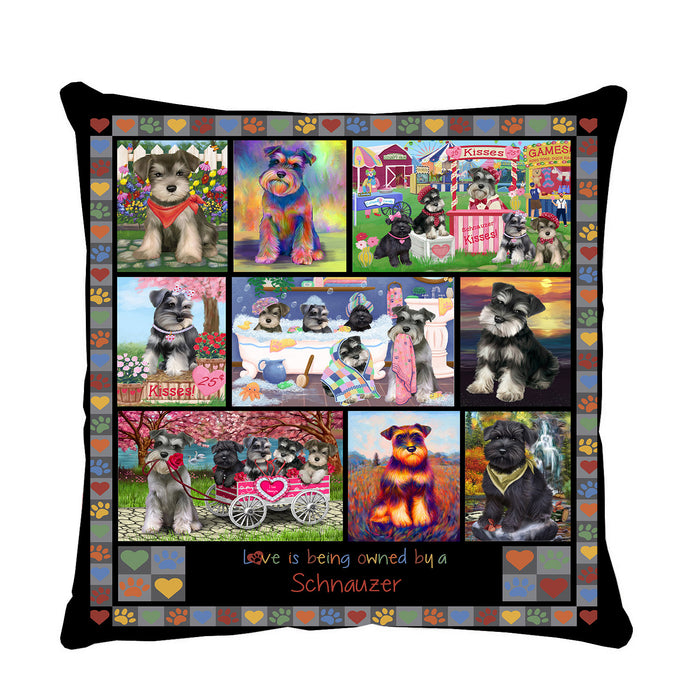 Love is Being Owned Schnauzer Dog Grey Pillow PIL85000