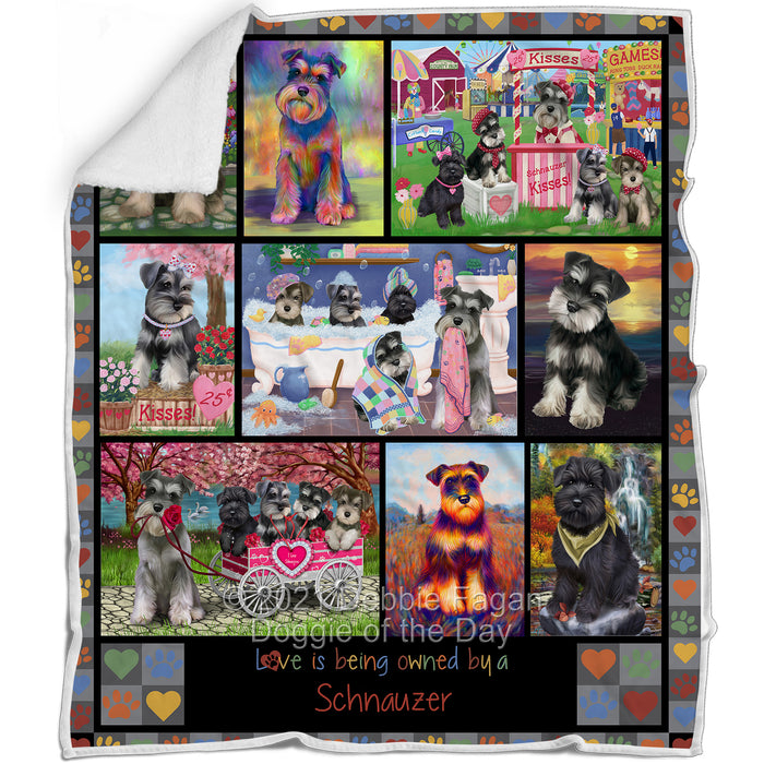 Love is Being Owned Schnauzer Dog Grey Blanket BLNKT137847